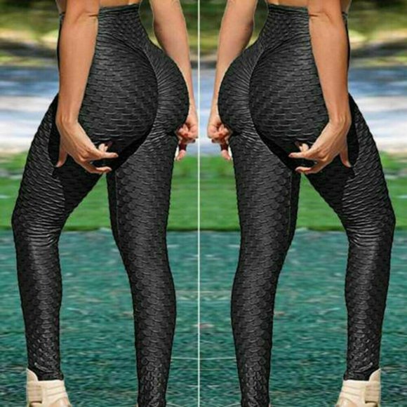 Womens Yoga Pants Anti-Cellulite Push Up Ruched High Waist Leggings Butt Lifting - Picture 15 of 16